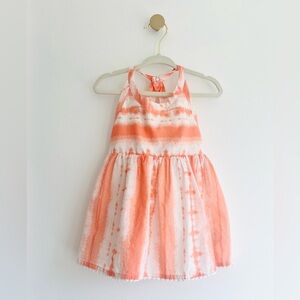 Max Studio SET Peachy Orange Tie-Dye Halter Dress with White Shorts | Girls 3T